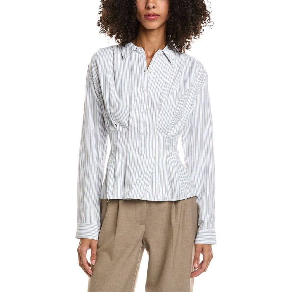 Max Studio Womens  3/4-Sleeve Pleat Blouse, Blue